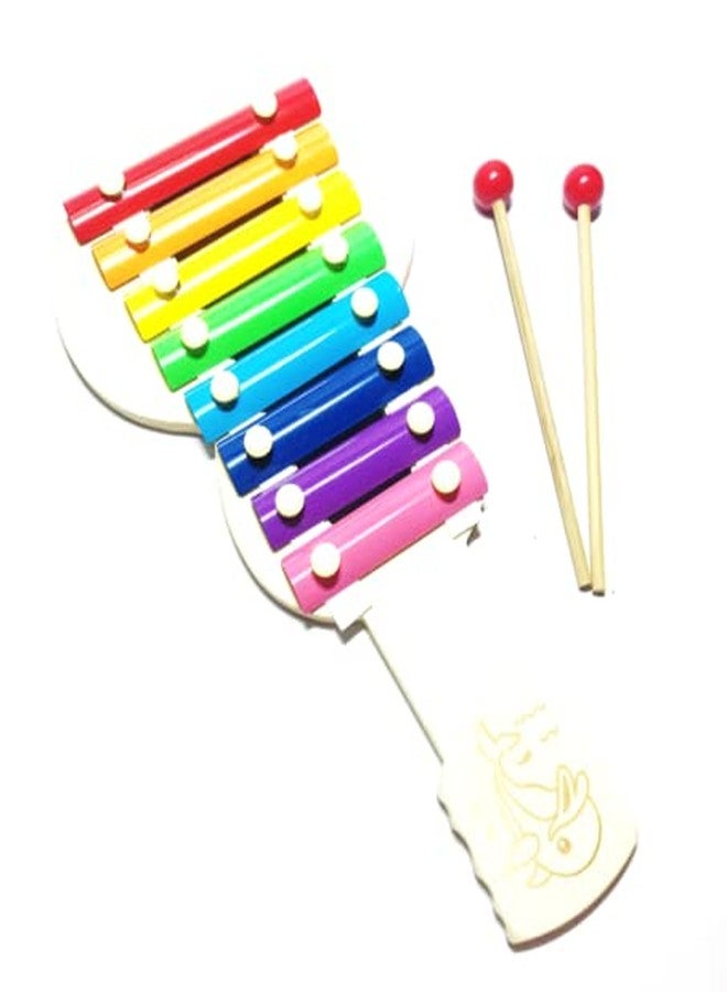 Cutrunn Wooden Handmade Xylophone Musical Toy with 8 Notes, Multicolour, 1 Xylophone, 2 Sticks - Image 2
